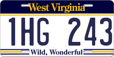 WV license plate 1HG243