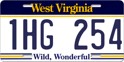 WV license plate 1HG254