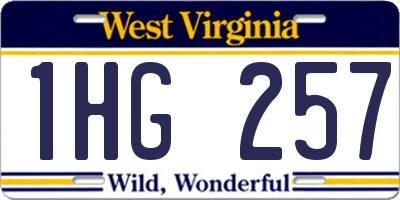 WV license plate 1HG257