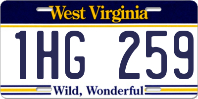 WV license plate 1HG259