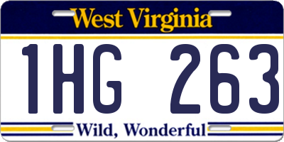 WV license plate 1HG263
