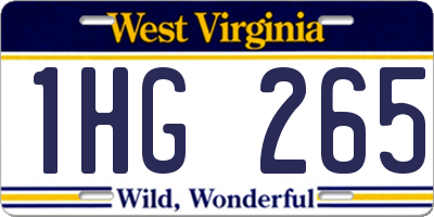 WV license plate 1HG265