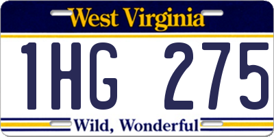 WV license plate 1HG275