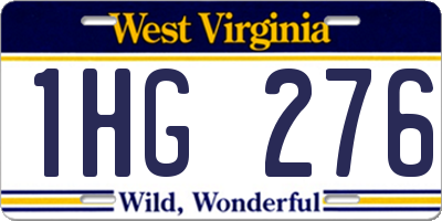 WV license plate 1HG276