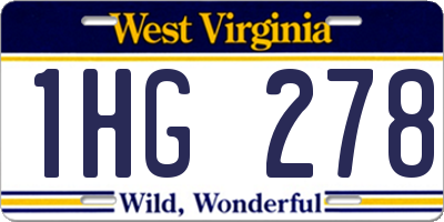 WV license plate 1HG278