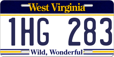 WV license plate 1HG283