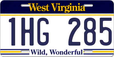 WV license plate 1HG285