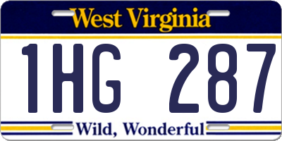 WV license plate 1HG287