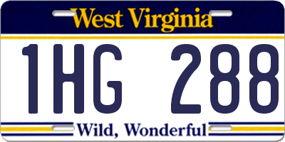 WV license plate 1HG288
