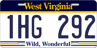 WV license plate 1HG292