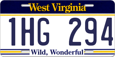 WV license plate 1HG294
