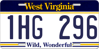 WV license plate 1HG296