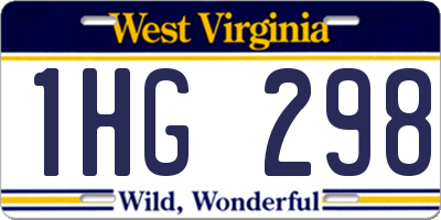 WV license plate 1HG298