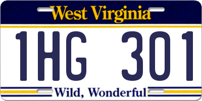 WV license plate 1HG301
