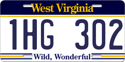 WV license plate 1HG302