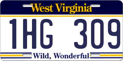 WV license plate 1HG309