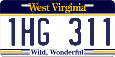 WV license plate 1HG311