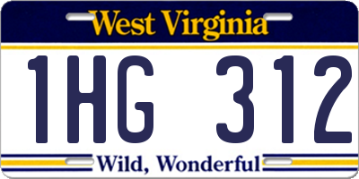 WV license plate 1HG312