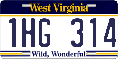 WV license plate 1HG314