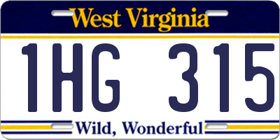 WV license plate 1HG315