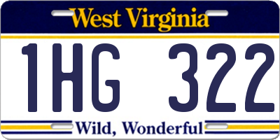 WV license plate 1HG322