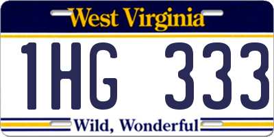 WV license plate 1HG333