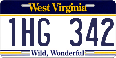 WV license plate 1HG342