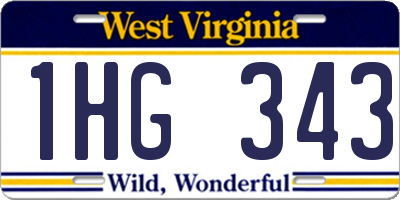 WV license plate 1HG343