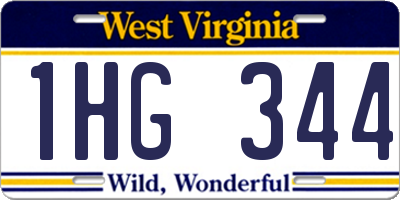 WV license plate 1HG344