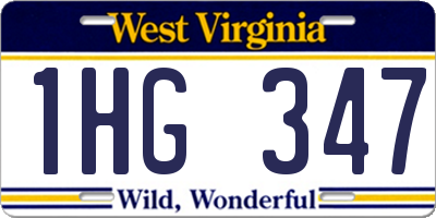 WV license plate 1HG347