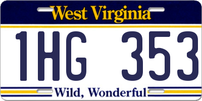 WV license plate 1HG353