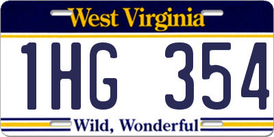 WV license plate 1HG354