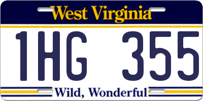 WV license plate 1HG355