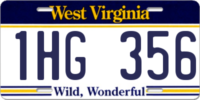 WV license plate 1HG356