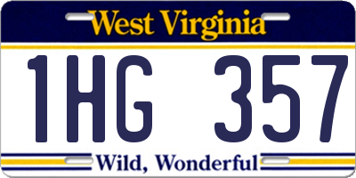 WV license plate 1HG357