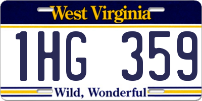 WV license plate 1HG359