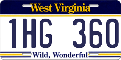 WV license plate 1HG360