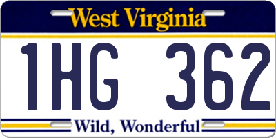 WV license plate 1HG362