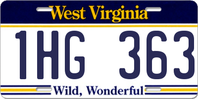 WV license plate 1HG363