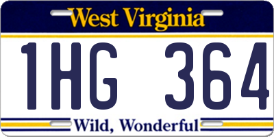 WV license plate 1HG364