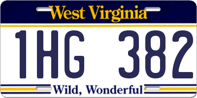 WV license plate 1HG382