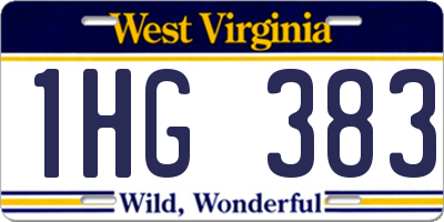 WV license plate 1HG383