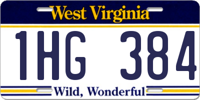 WV license plate 1HG384