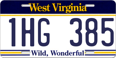 WV license plate 1HG385