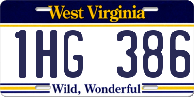 WV license plate 1HG386