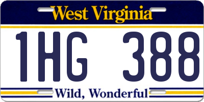 WV license plate 1HG388