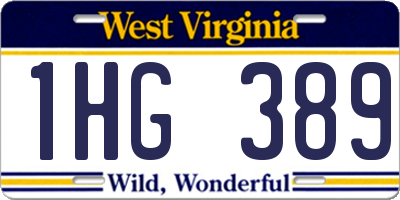 WV license plate 1HG389