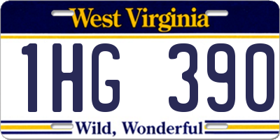 WV license plate 1HG390