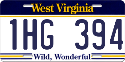 WV license plate 1HG394