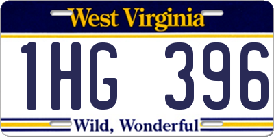 WV license plate 1HG396